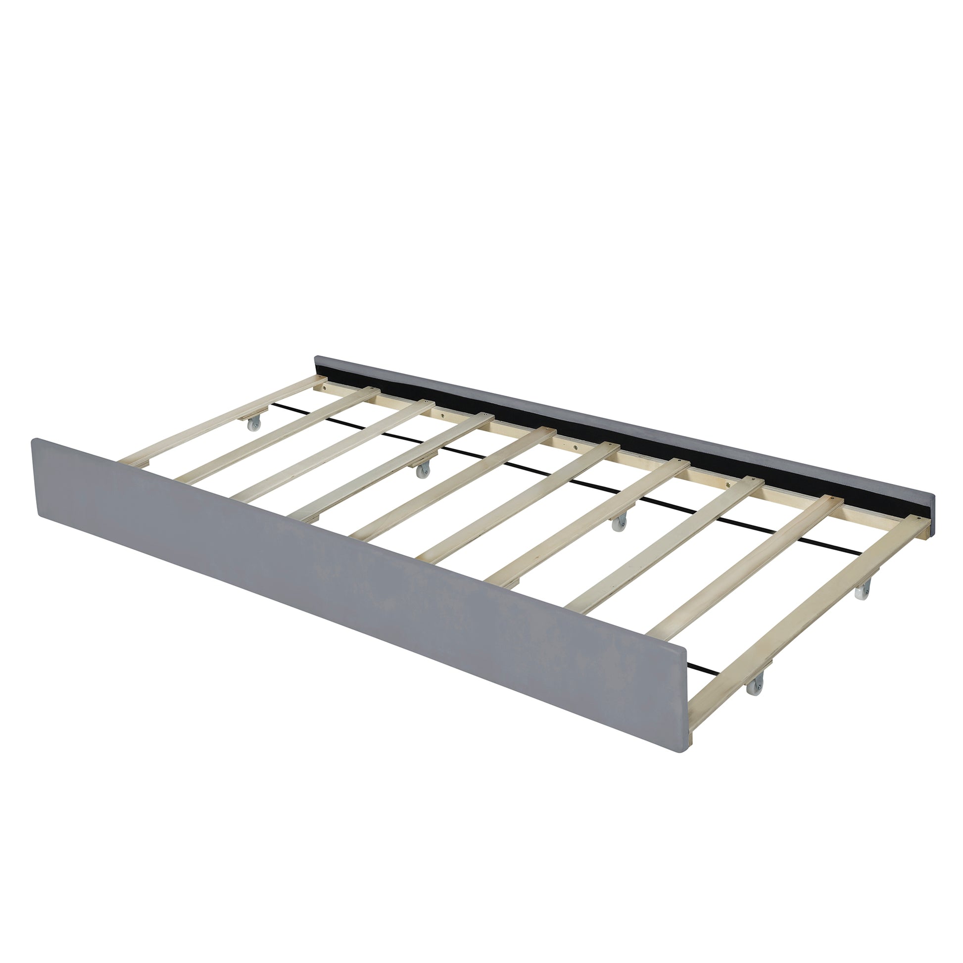 Queen Size Velvet Upholstered Platform Bed With 2 Drawers And 1 Twin Xl Trundle Gray Gray Upholstered
