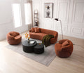 360 Swivel Mid Century Modern Curved Sofa, 1 Seat Cloud Couch Boucle Sofa Fabric Couch, Orange Orange Upholstered