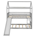 Twin Over Twin Bunk Bed With Slide, House Bed With Slide, Gray Old Sku: Lt000213Aae Gray Solid Wood