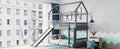 Twin Over Twin Bunk Bed With Slide, House Bed With Slide, Gray Old Sku: Lt000213Aae Gray Solid Wood