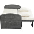 Pe Wicker Rattan Double Chaise Lounge, 2 Person Reclining Daybed With Adjustable Back And Cushions, Free Furniture Protection Cover, White Yes Complete Patio Set White Water Resistant Frame Water Resistant Cushion Garden & Outdoor Casual Sofa Seating
