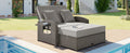 Pe Wicker Rattan Double Chaise Lounge, 2 Person Reclining Daybed With Adjustable Back And Cushions, Free Furniture Protection Cover,Gray Yes Gray Water Resistant Frame Water Resistant Cushion Garden & Outdoor Casual 2 Person Seating Group Foam Rattan