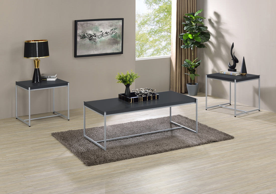 Lennox 3 Piece Black Coffee And End Table Set Black Mdf