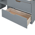 Twin Size Low Loft Bed With Rolling Desk, Shelf And Drawers Gray Gray Solid Wood