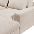 Modern Large L Shape Feather Filled Sectional Sofa, Convertible Sofa Couch With Reversible Chaise For Living Room Beige Chenille 5 Seat