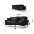 3 Pieces Sectional Sofa Set For Living Room, 2 Pieces Of Two Seater Sofas And 1 Piece Of 3 Seater Sofas,3 Pcs Couch Set With, Sectional Couches For Living Room, 3 Seater Sofa Loveseatblack Ve Black Foam Velvet 7 Seat