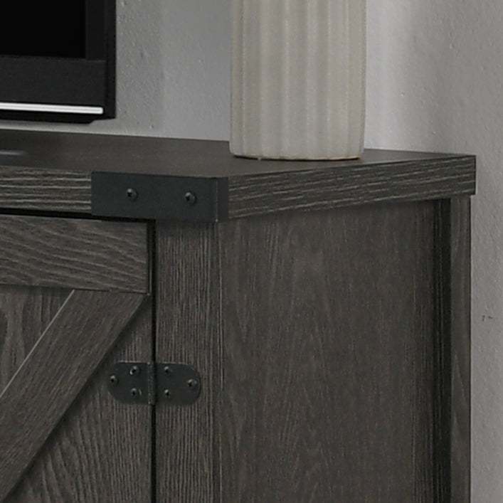 Salma Dark Gray 58" Wide Tv Stand With 2 Open Shelves And 2 Cabinets Dark Gray Particle Board