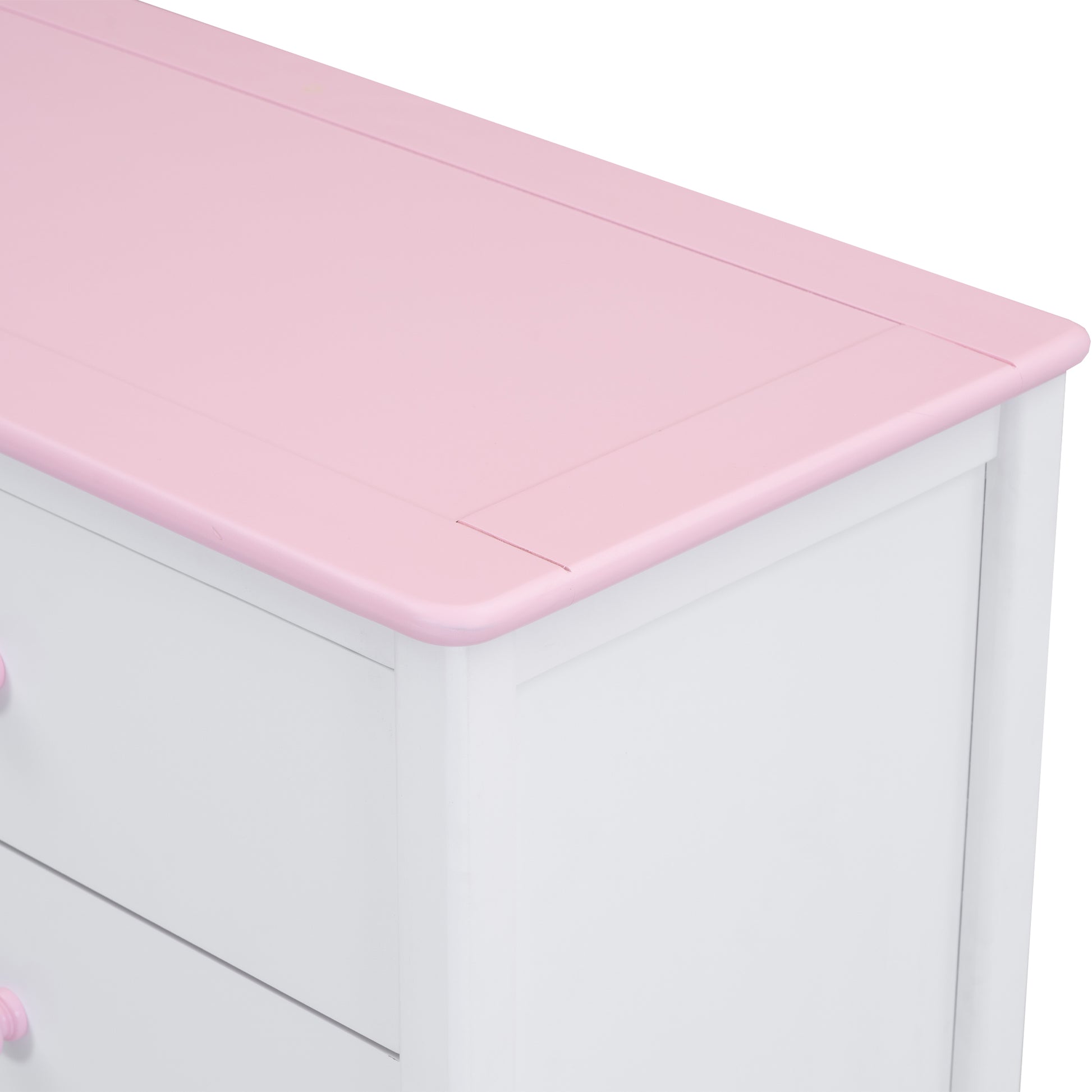 Wooden Storage Dresser With 6 Drawers,Storage Cabinet For Kids Bedroom,White Pink White Pink Solid Wood