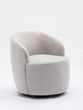 Velvet Fabric Swivel Accent Armchair Barrel Chair With Black Powder Coating Metal Ring,Gray Gray Foam Velvet