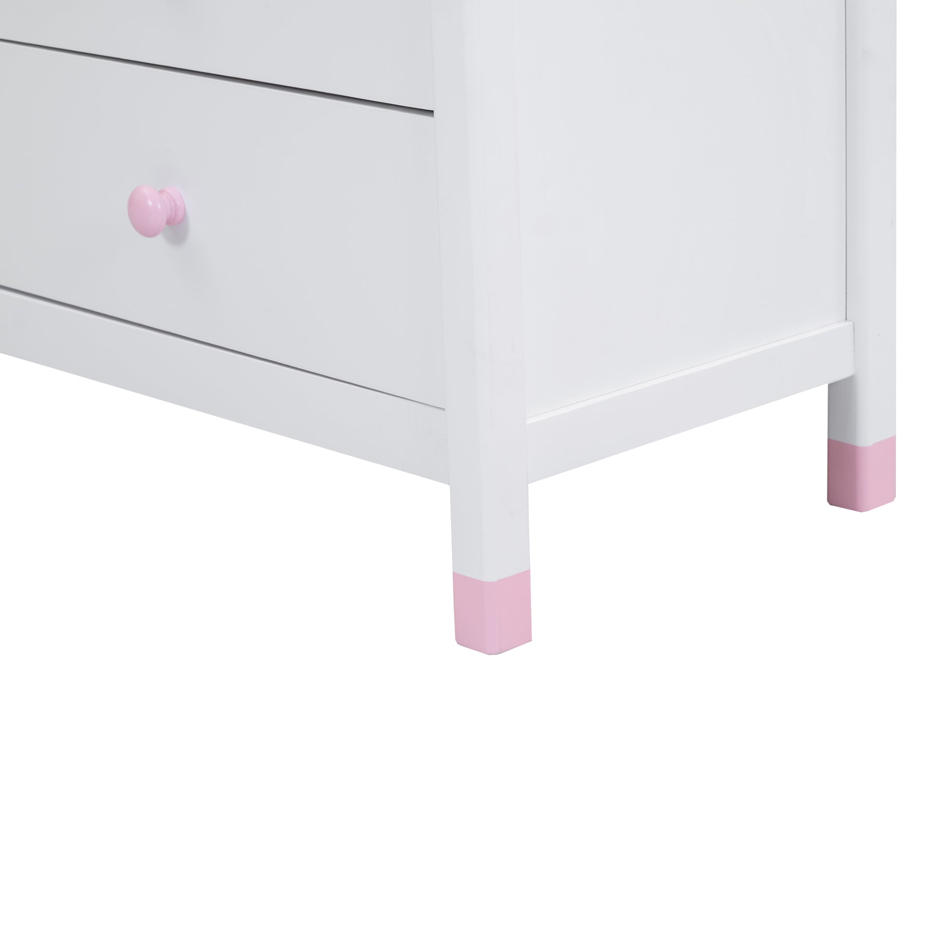 Wooden Storage Dresser With 6 Drawers,Storage Cabinet For Kids Bedroom,White Pink White Pink Solid Wood