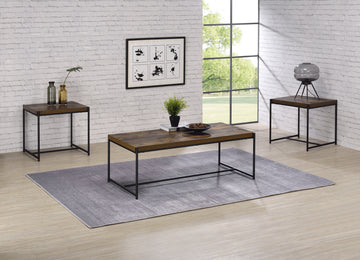 Lennox 3 Piece Brown Coffee And End Table Set Brown Mdf