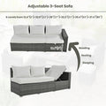 Outdoor 6 Piece All Weather Pe Rattan Sofa Set, Garden Patio Wicker Sectional Furniture Set With Adjustable Seat, Storage Box, Removable Covers And Tempered Glass Top Table, Beige Yes Complete Patio Set Beige Water Resistant Frame Water Resistant Cushion