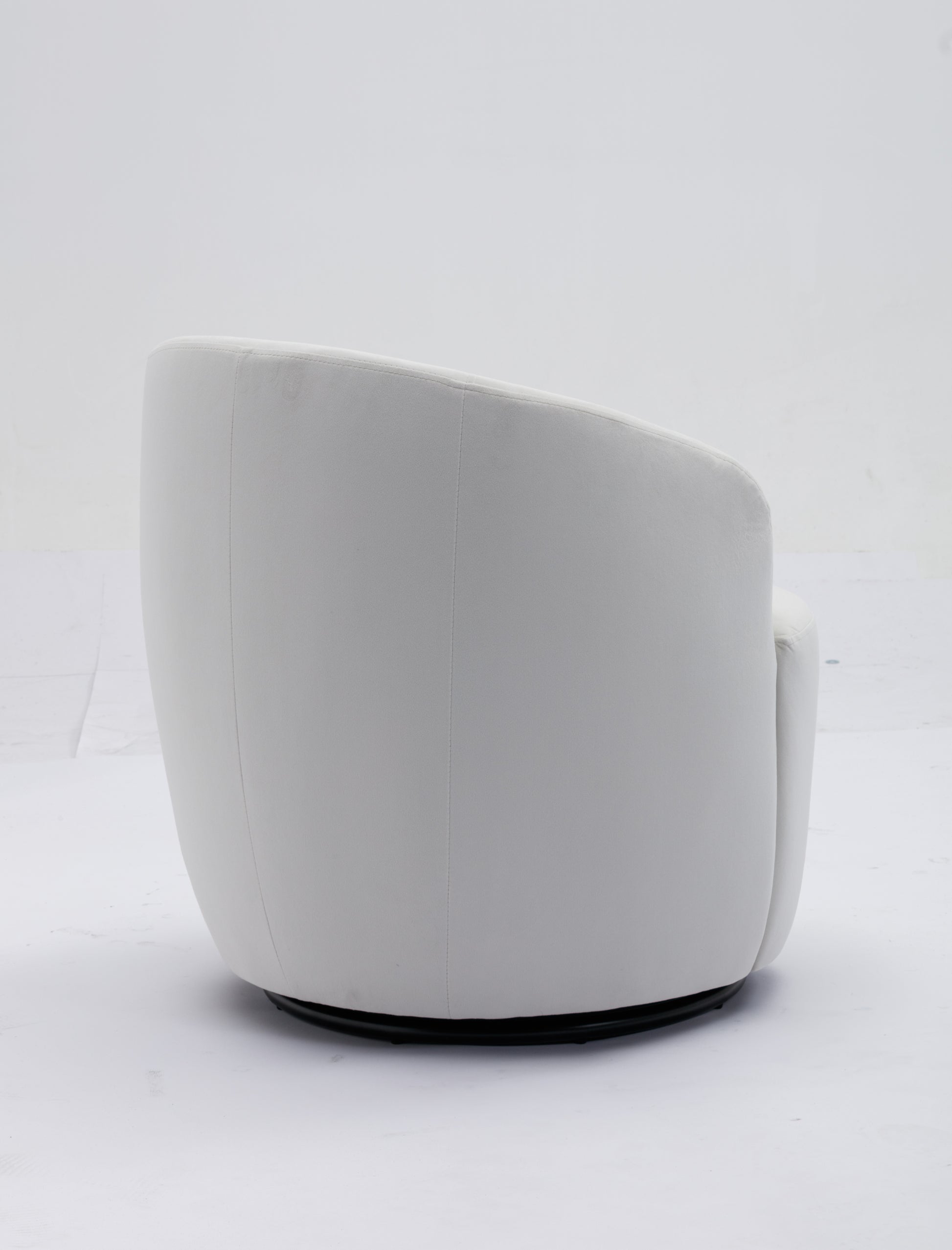 Velvet Fabric Swivel Accent Armchair Barrel Chair With Black Powder Coating Metal Ring,White White Foam Velvet