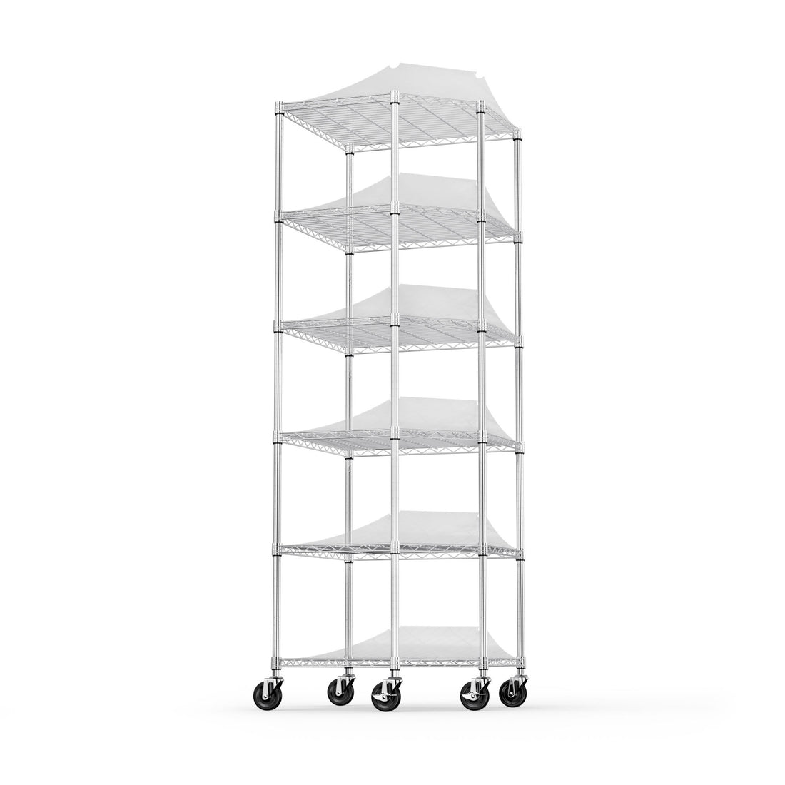 6 Tier Shelf Corner Wire Shelf Rack Pentagonal Shelves With Wheels Adjustable Metal Heavy Duty Free Standing Corner Storage Display Chrome Rack For Bathroom, Living Room, Kitchen Chrome Chrome Iron Plastic