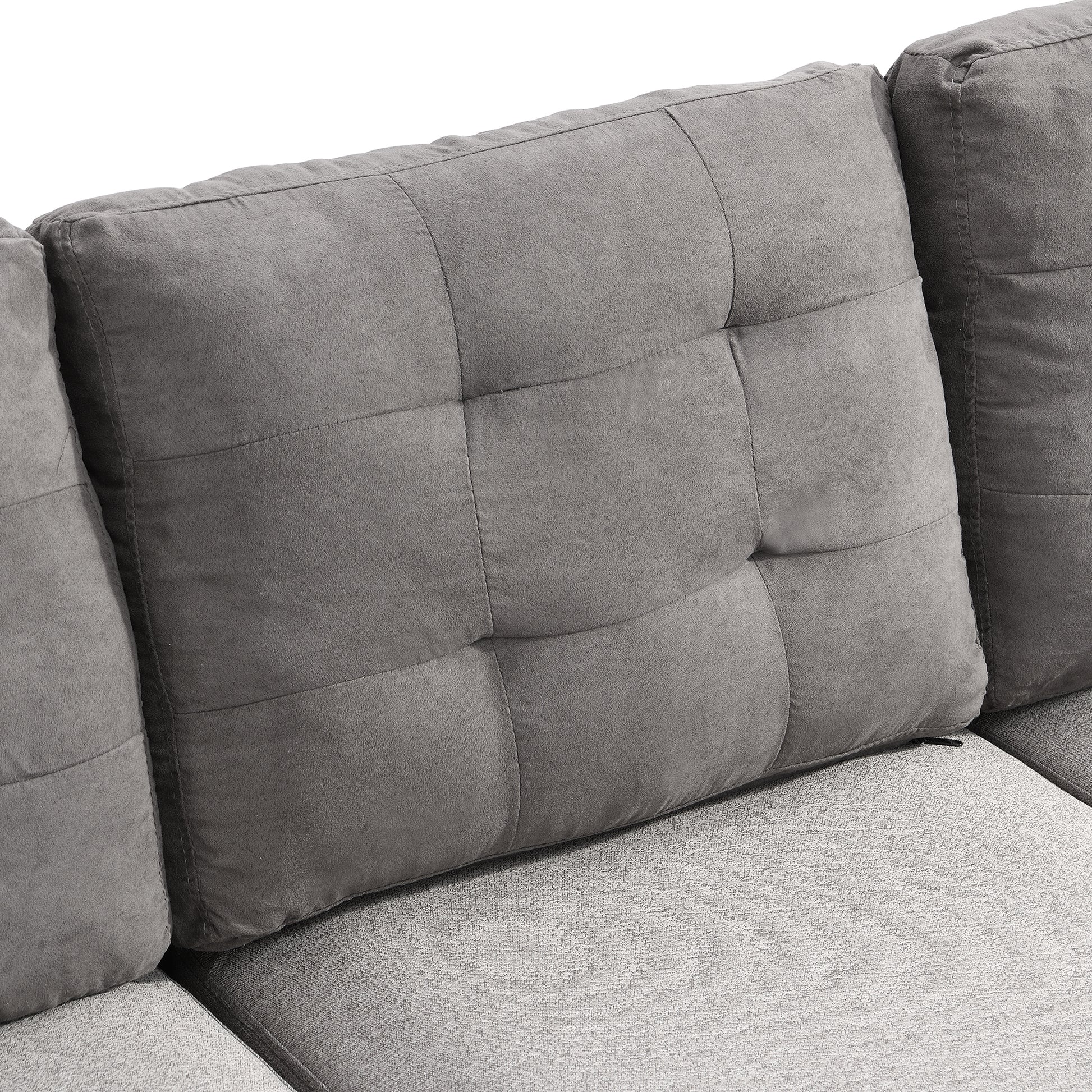 Sofa Set For Living Room With Chaise Lounge And Storage Ottoman Living Room Furniture Gray Grey Fabric