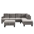 Sofa Set For Living Room With Chaise Lounge And Storage Ottoman Living Room Furniture Gray Grey Fabric