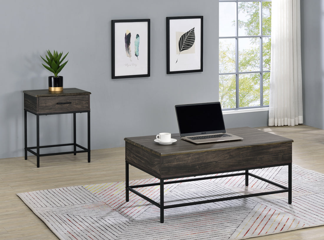 Cliff 2 Piece Brown Lift Top Coffee And End Table Set Brown Mdf