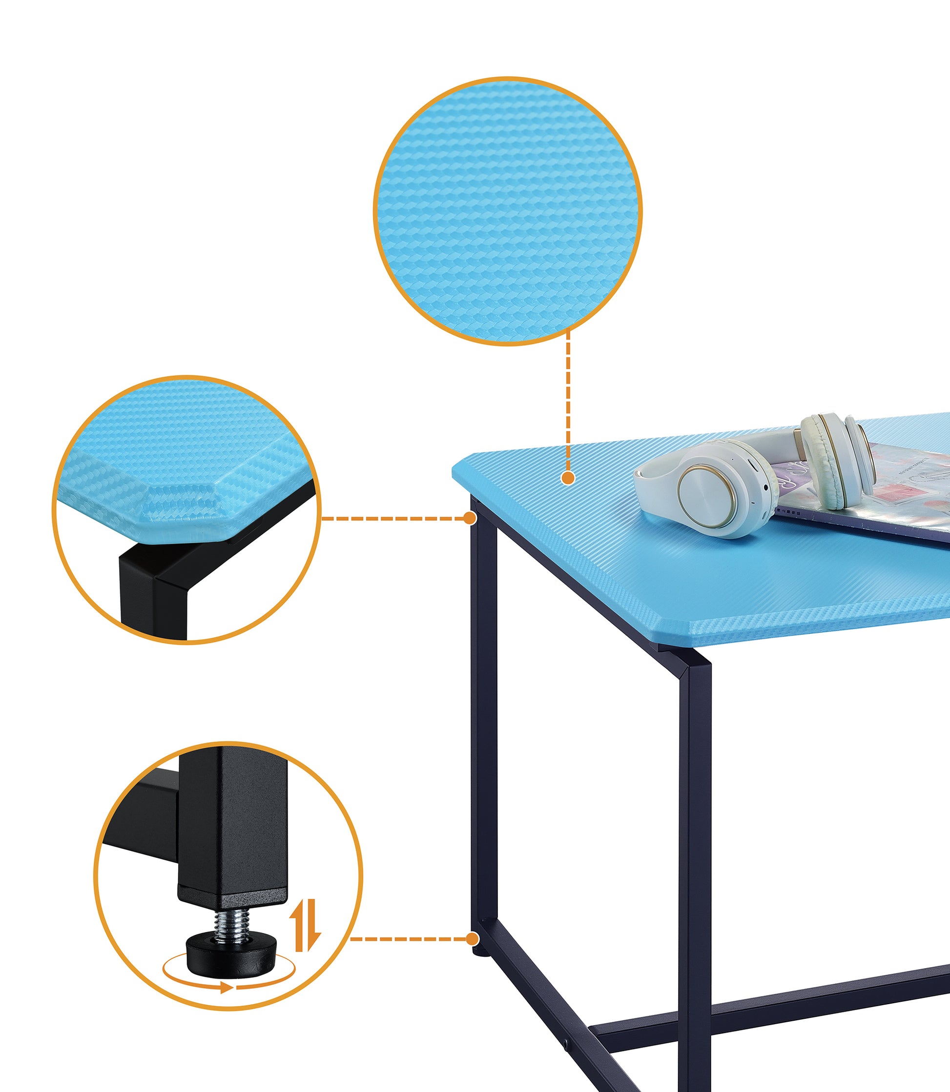 Gt 3 Piece Blue Carbon Fiber Wrap Coffee Table And End Table Set Blue Metal