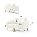 Modern Upholstered Sofa 3 Seater Couches And 2 Set Of 2 Seater Couchses For Living Room Sectional Sofas W Throw Pillows And Gold Metal Legs, Cream Velvet Cream Foam Velvet