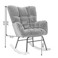 Mid Century Modern Velvet Tufted Upholstered Rocking Chair Padded Seat For Living Room Bedroom, White White Foam Velvet