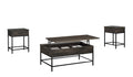 Cliff 3 Piece Brown Lift Top Coffee And End Table Set Brown Mdf