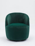Velvet Fabric Swivel Accent Armchair Barrel Chair With Black Powder Coating Metal Ring,Green Green Foam Velvet