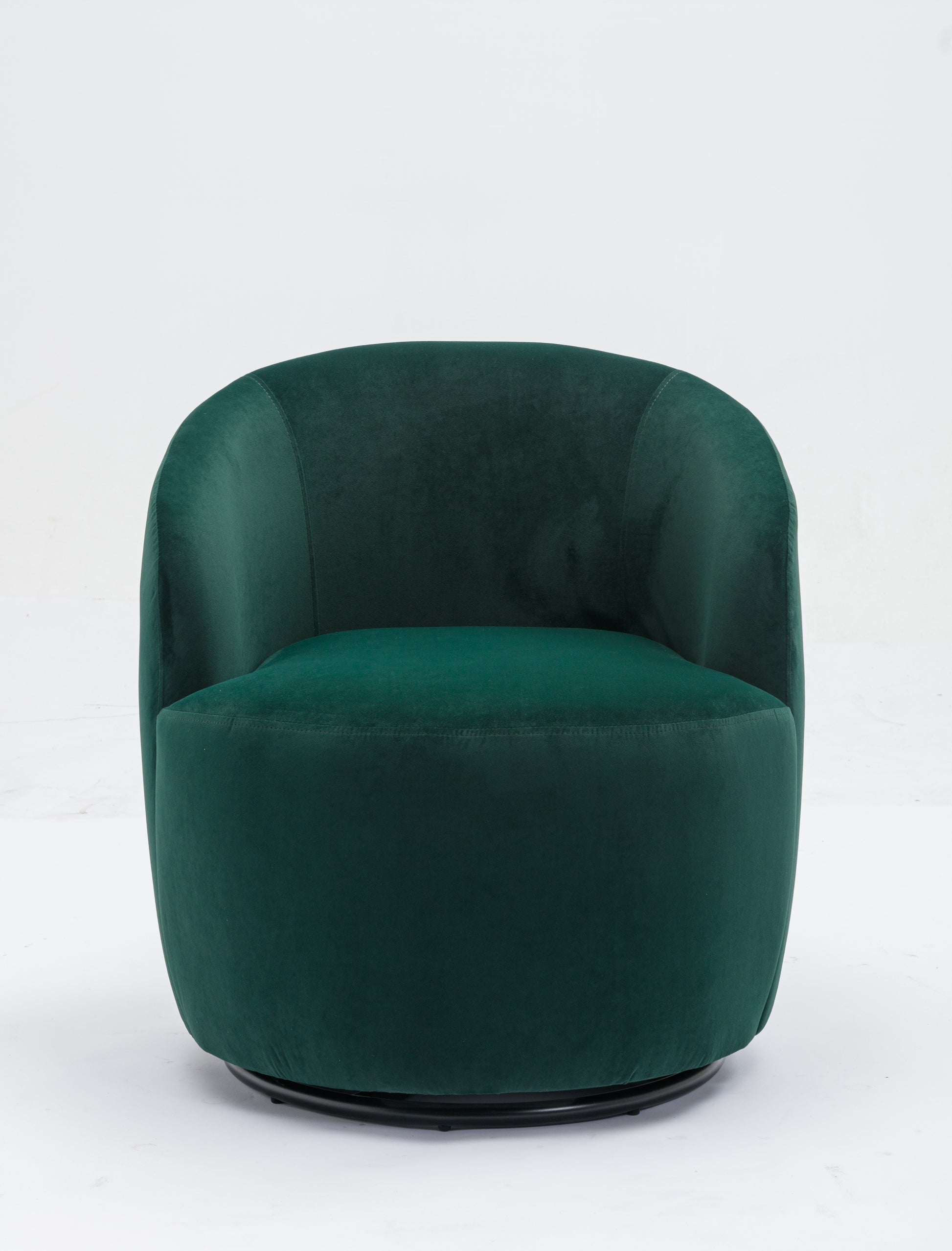 Velvet Fabric Swivel Accent Armchair Barrel Chair With Black Powder Coating Metal Ring,Green Green Foam Velvet
