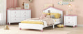 3 Pieces Bedroom Sets Twin Size Platform Bed With Nightstand And Storage Dresser,White Pink White Pink Solid Wood