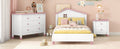 3 Pieces Bedroom Sets Twin Size Platform Bed With Nightstand And Storage Dresser,White Pink White Pink Solid Wood