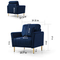 3 Piece Velvet Living Room Sofa Sets, 2 Piece Accent Chair And One 2 Seat Sofa For Small Living Space Navy Blue Blue Foam Velvet