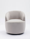 Velvet Fabric Swivel Accent Armchair Barrel Chair With Black Powder Coating Metal Ring,Gray Gray Foam Velvet