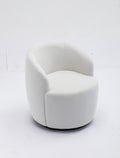 Velvet Fabric Swivel Accent Armchair Barrel Chair With Black Powder Coating Metal Ring,White White Foam Velvet