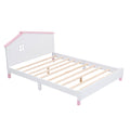 Full Size Wood Platform Bed With House Shaped Headboard White Pink White Pink Solid Wood