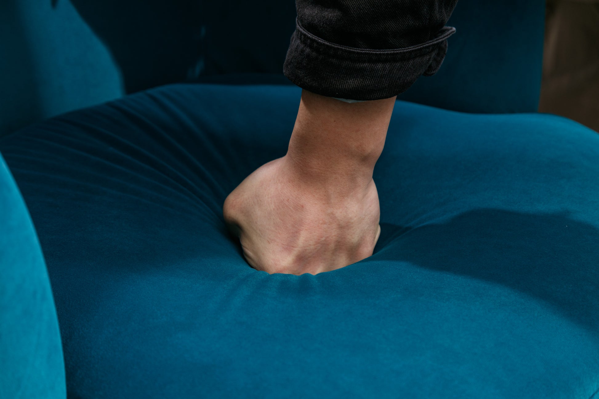 Velvet Fabric Swivel Accent Armchair Barrel Chair With Black Powder Coating Metal Ring,Teal Teal Foam Velvet