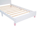 Twin Size Wood Platform Bed With House Shaped Headboard White Pink White Pink Solid Wood