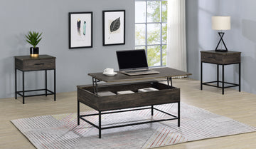 Cliff 3 Piece Brown Lift Top Coffee And End Table Set Brown Mdf