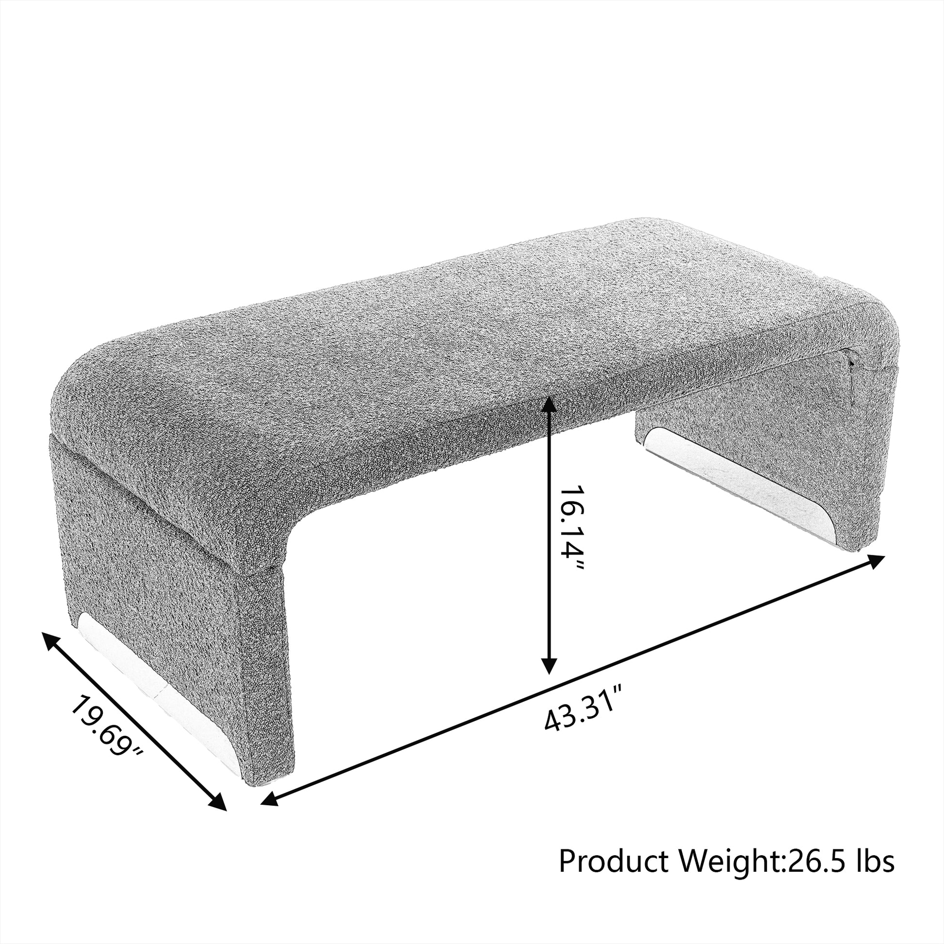 Boucle Fabric Loveseat Ottoman Footstool Bedroom Bench Shoe Bench With Gold Metal Legs,Coffee Brown Brown Foam Boucle