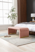 Boucle Fabric Loveseat Ottoman Footstool Bedroom Bench Shoe Bench With Gold Metal Legs,Coffee Pink Pink Foam Boucle