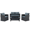 Patio Furniture Sets Dark Gray Seats 4 Pe Rattan Iron Waterproof Fabric