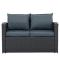 Patio Furniture Sets Dark Gray Seats 4 Pe Rattan Iron Waterproof Fabric
