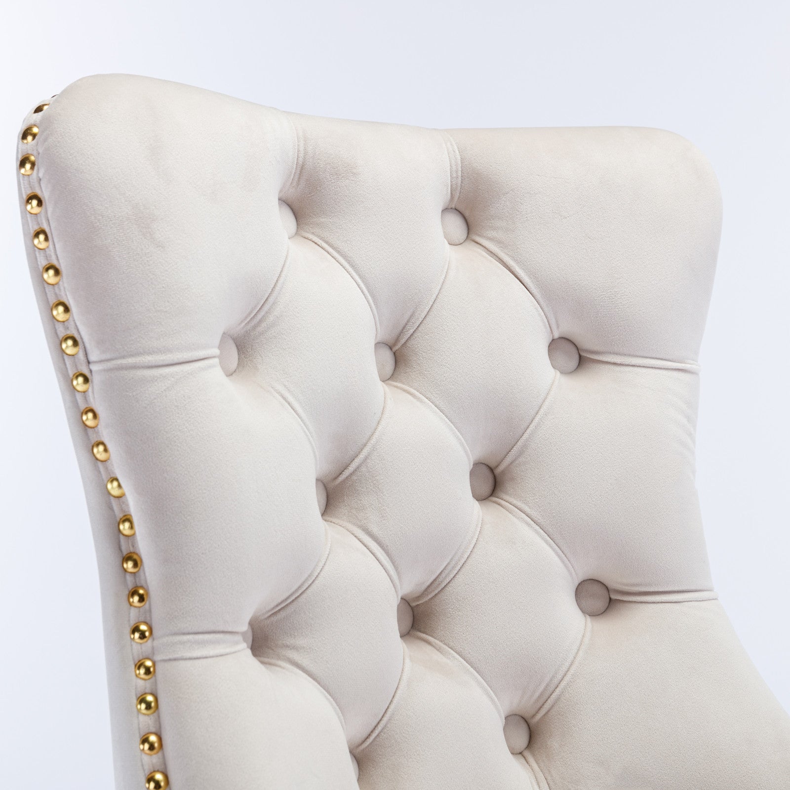 Office Chair,Velvet Upholstered Tufted Button Home Office Chair With Golden Metal Base,Adjustable Desk Chair Swivel Office Chair Beige Beige Velvet