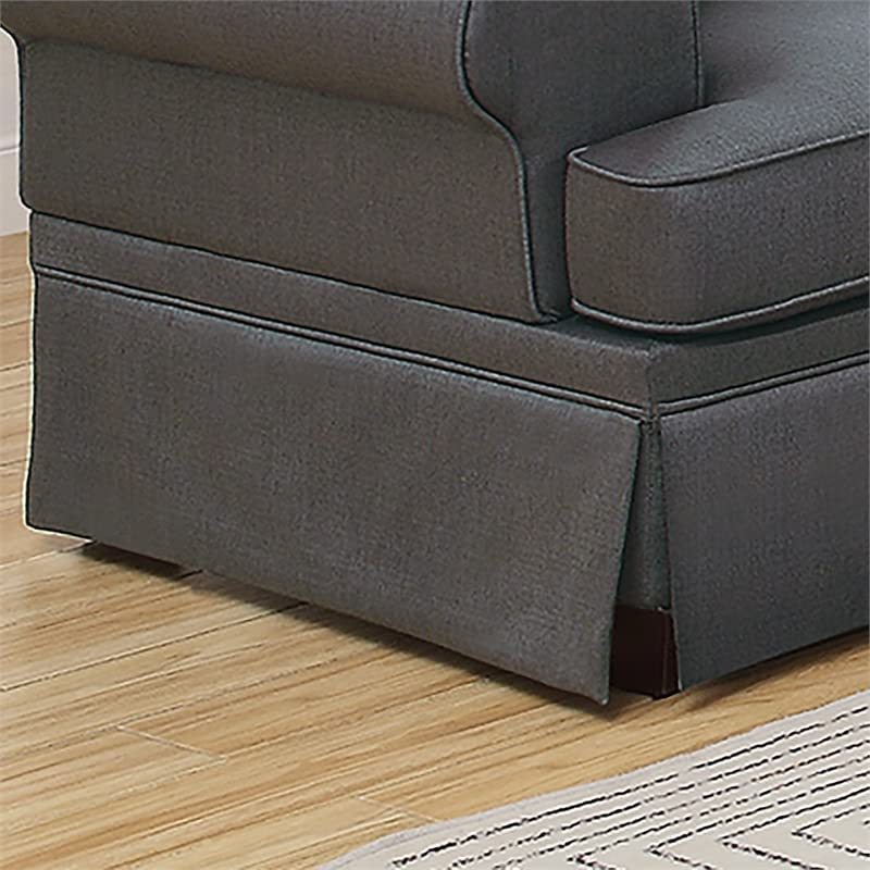 Charcoal Glossy Polyfiber 2Pcs Sofa Set Living Room Furniture Sofa Loveseat Pillows Couch Rolled Armrest Charcoal Grey Wood Primary Living Space Cushion Back Contemporary,Modern Rolled Arms Fabric 5 Seat