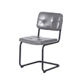 Ligth Grey Modern Simple Style Dining Chair Pu Leather Black Metal Pipe Dining Room Furniture Chair Set Of 2 Light Grey Pu Leather