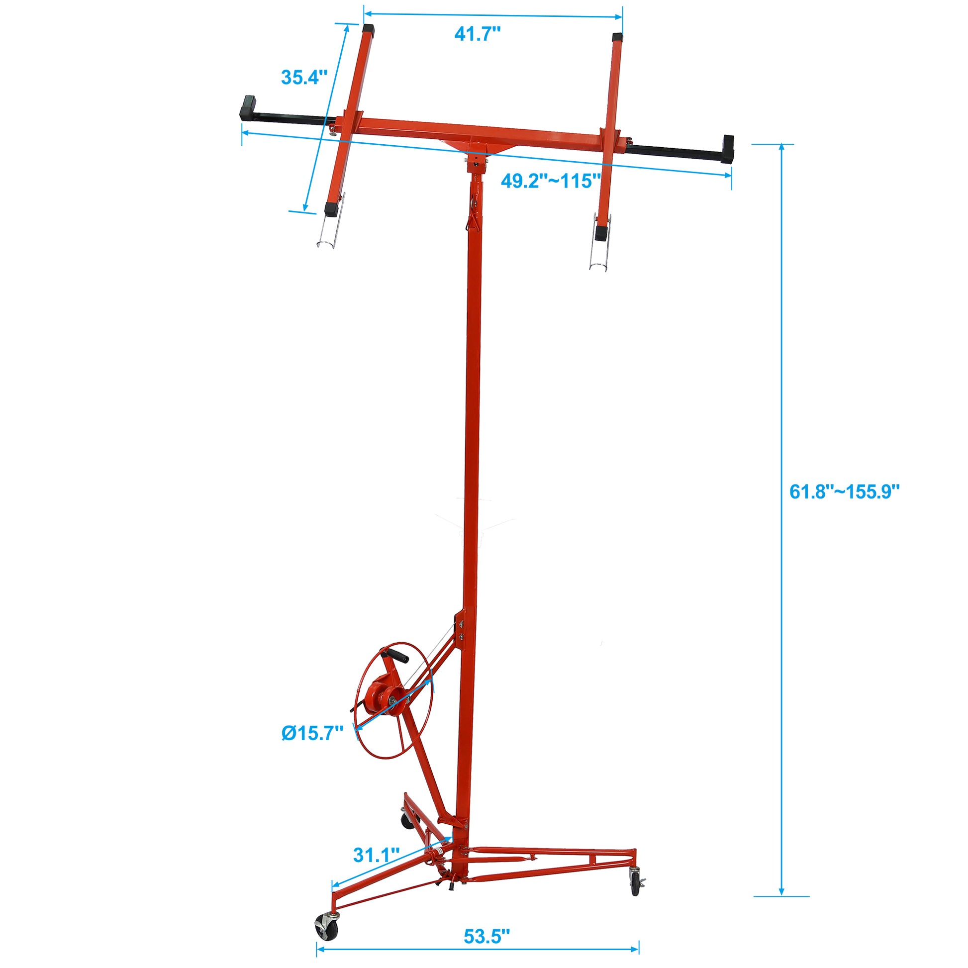 Drywall Lift Panel 13' Lift Drywall Panel Hoist Jack Lifter,Red Red Steel