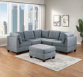 Living Room Furniture Cocktail Ottoman Grey Linen Like Fabric 1Pc Plush Ottoman Wooden Legs Grey Primary Living Space Grey Solid Contemporary,Modern,Transitional Fabric