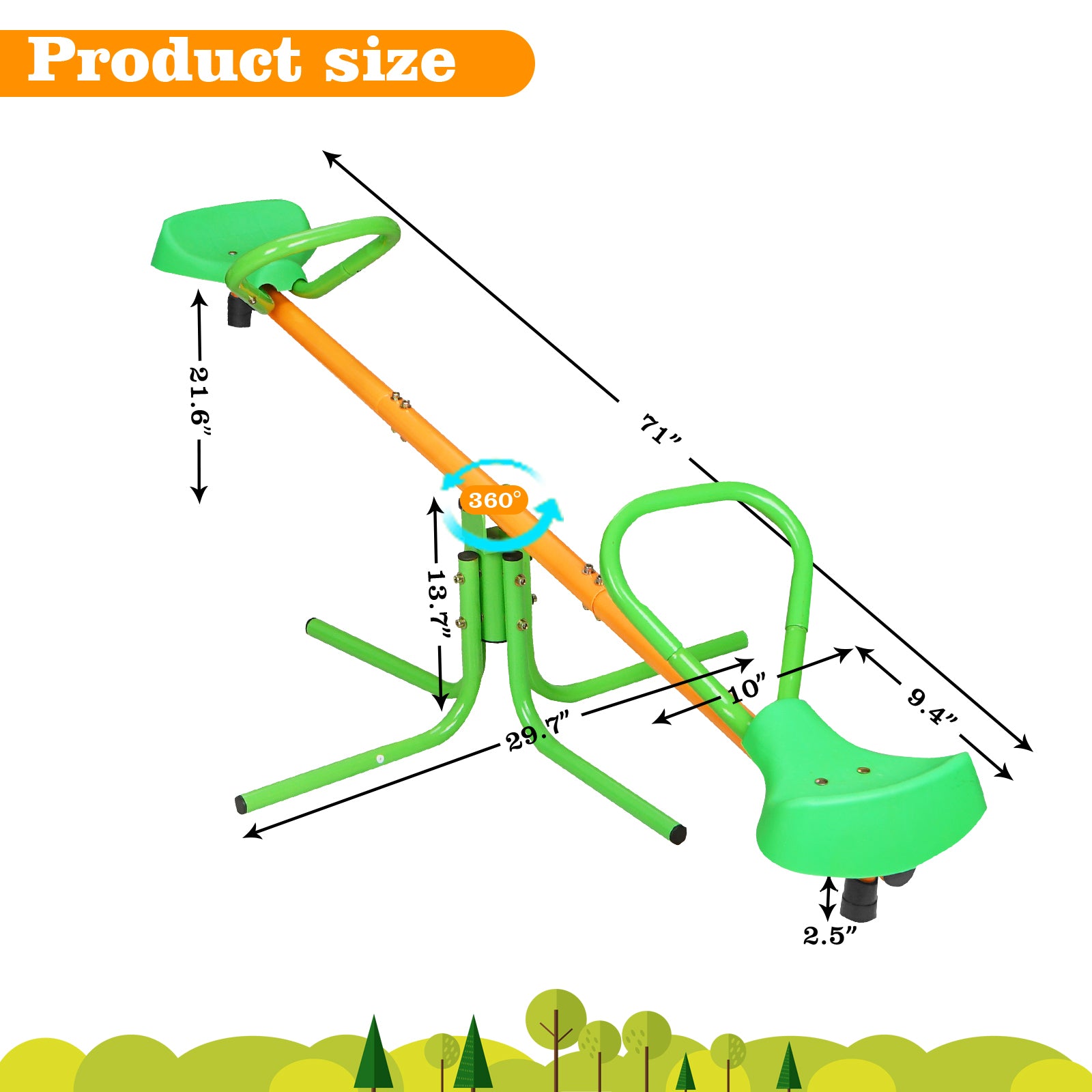 360 Degree Rotation Outdoor Kids Spinning Seesaw Sit And Spin Teeter Totter Outdoor Playground Equipment Swivel Teeter Totter For Backyard Green Iron