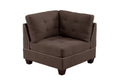 Contemporary Modular Sectional 6Pc Set Living Room Furniture Corner Sectional Black Coffee Linen Like Fabric Tufted Nail Heads 2X Corner Wedge 3X Armless Chair And 1X Ottoman Coffee Wood Primary Living Space Cushion Back Contemporary,Modern Modular
