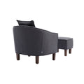 Coolmore Accent Chair With Ottoman, Mid Century Modern Barrel Chair Upholstered Club Tub Round Arms Chair For Living Room Dark Gray Linen
