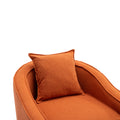 Coolmore Accent Chair With Ottoman, Mid Century Modern Barrel Chair Upholstered Club Tub Round Arms Chair For Living Room Orange Linen