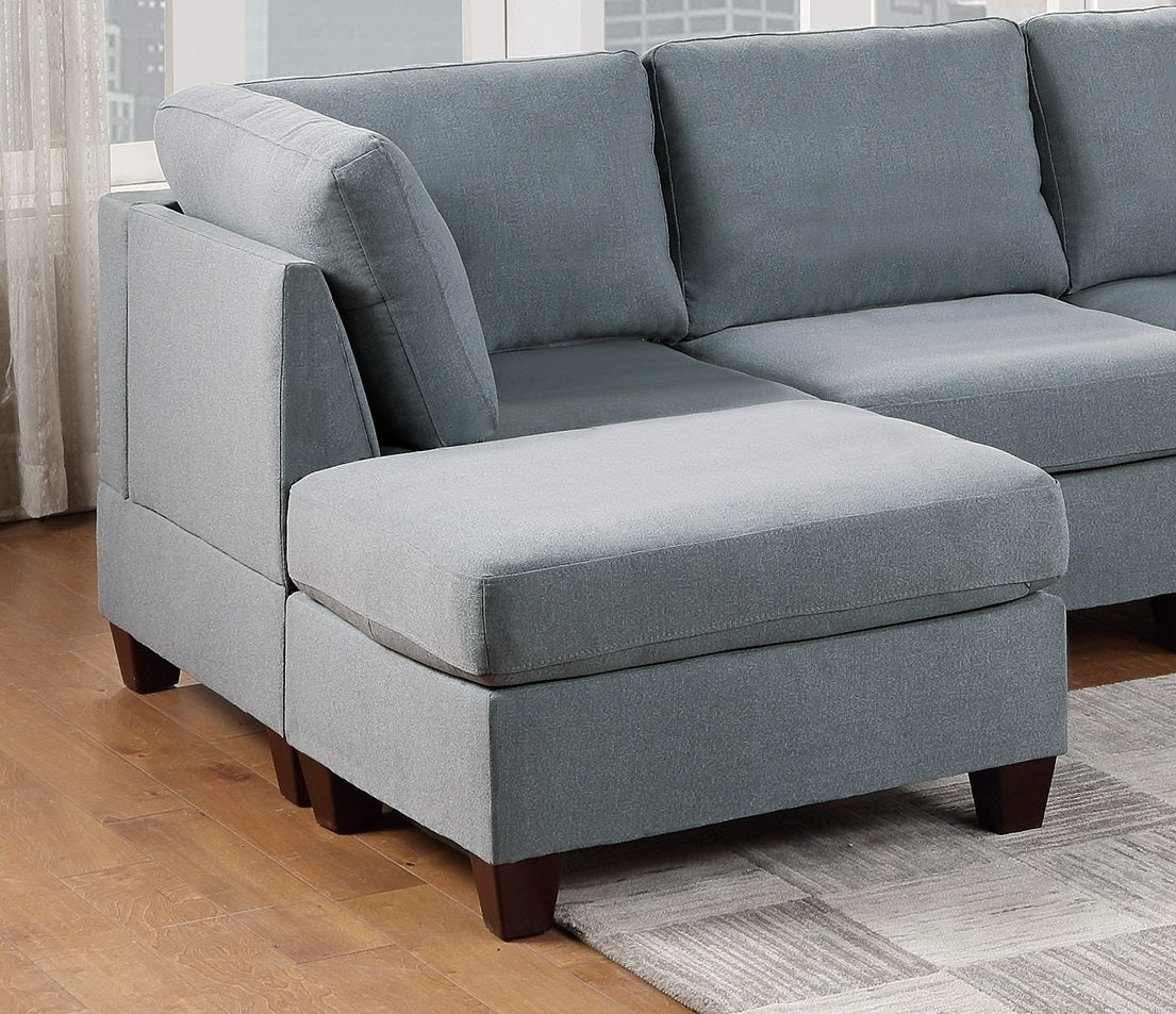 Living Room Furniture Cocktail Ottoman Grey Linen Like Fabric 1Pc Plush Ottoman Wooden Legs Grey Primary Living Space Grey Solid Contemporary,Modern,Transitional Fabric